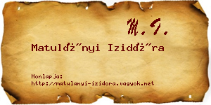 Matulányi Izidóra névjegykártya